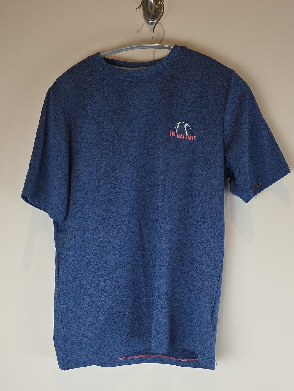 Vineyard Vines Heather Navy Short-Sleeve Crew Tee with Baseball Logo